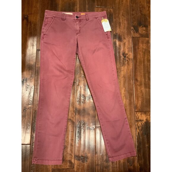 Pilcro and the Letterpress Cranberry Red “Hyphen" Straight Leg Pants, Size 28 - Picture 1 of 7